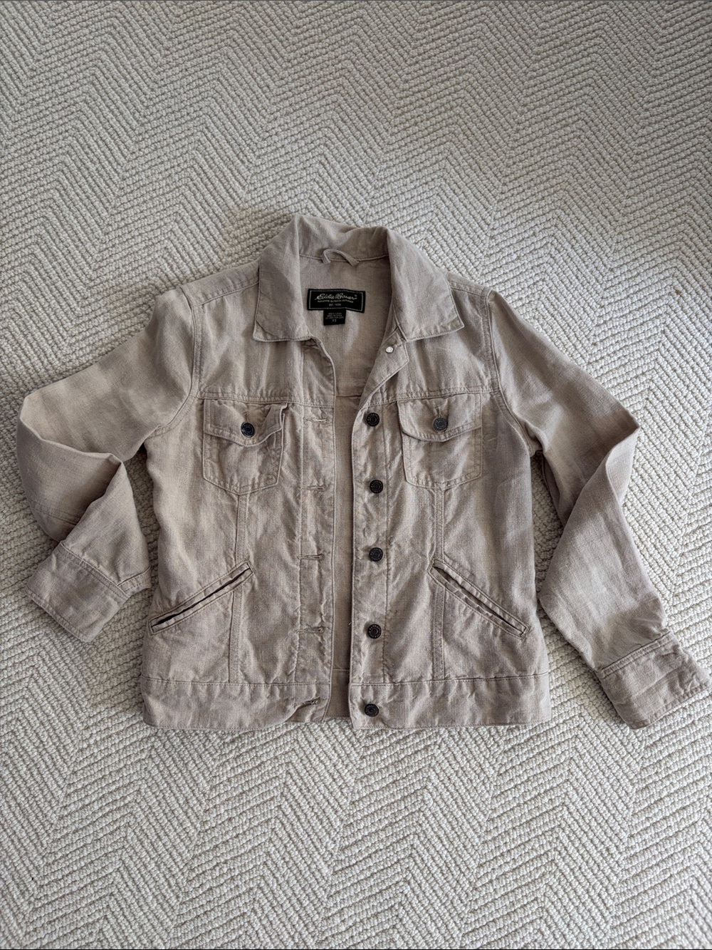 Eddie Bauer Light Tan Linen  Button Front Jacket